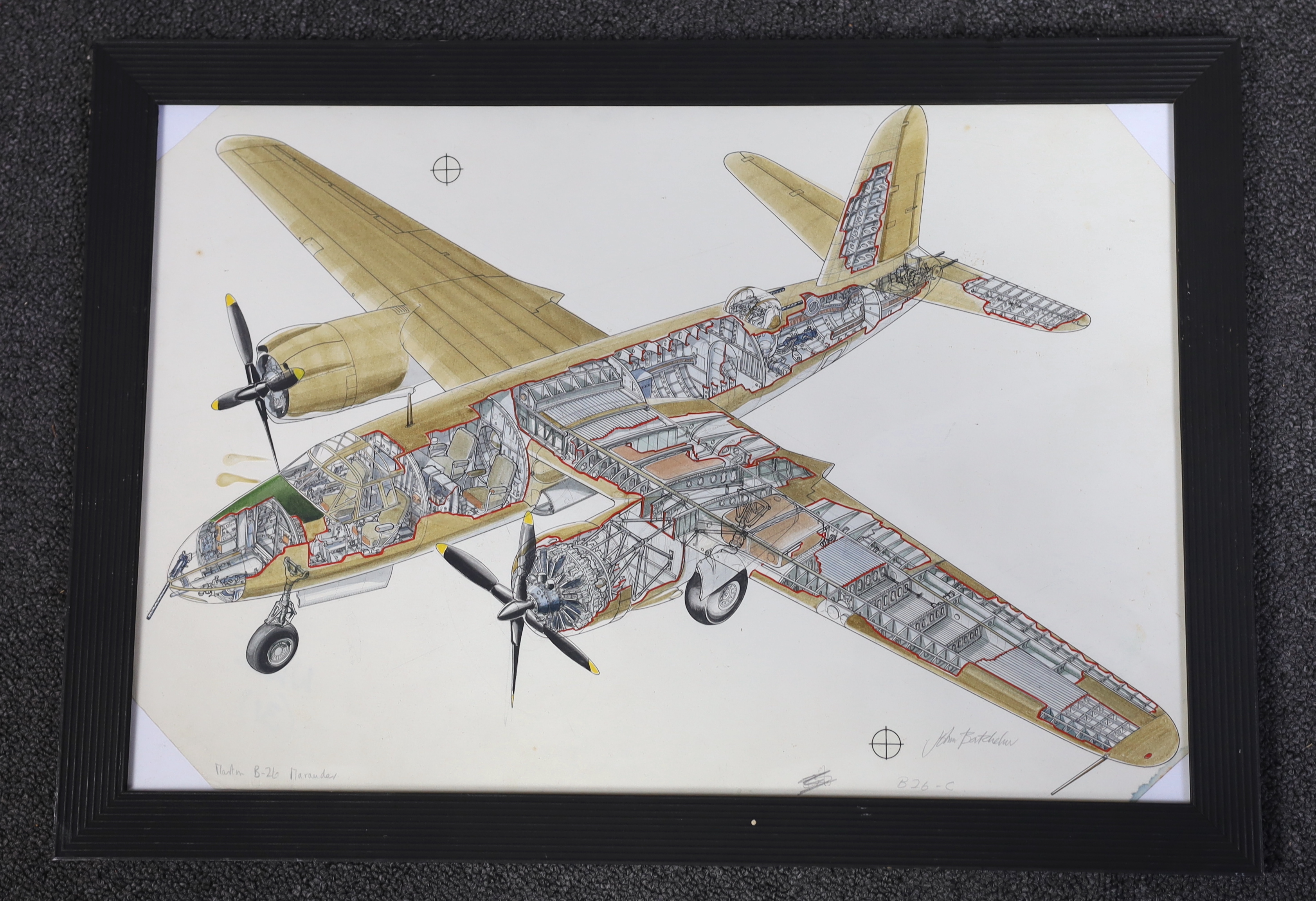 John Henry Batchelor MBE (1936-2019), Civil and military aviation including Spitfire IX, 611Sqd 1942, gouache and watercolour on paper (6), largest 49 x 33cm, Please note this lot attracts an additional import tax of 5%